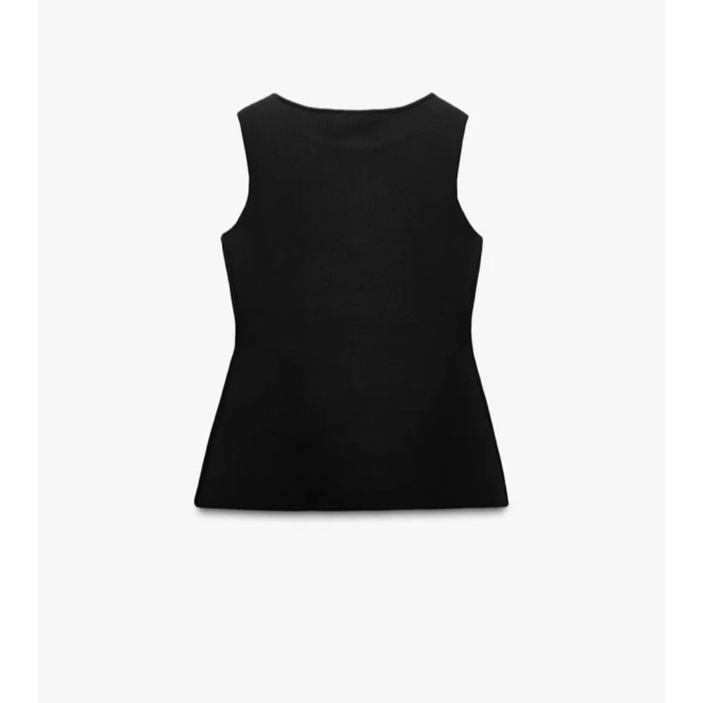 BNWT Zara Gold button knitted Vest top Small Front slit at hem - Picture 6 of 6